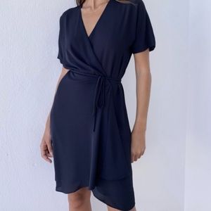 Aritzia Babaton Navy Blue Wallace Dress Size M